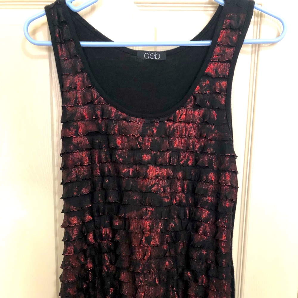 Black and red shimmery tank size medium